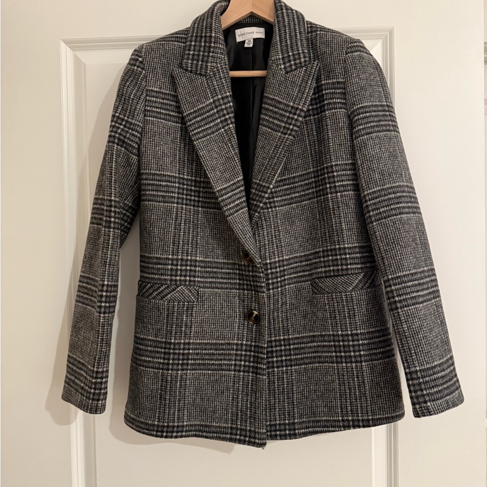Something Navy Brushed Plaid Blazer - image 5